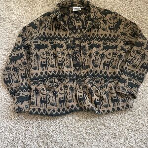 Chico's Design Brown and Black Aztec-Inspired Knit Jacket